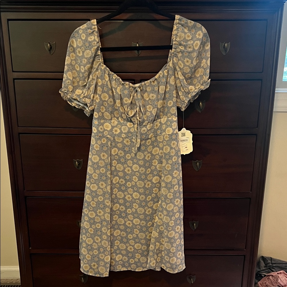 Altar'd State Blue and White Floral Mini Dress